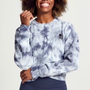SOULCYCLE CROPPED TIE DYE WAFFLE SWEATER